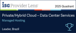 Selo de reconhecimento ISG Provider Lens™ 2025, destacando a liderança da Skynova em Managed Hosting.